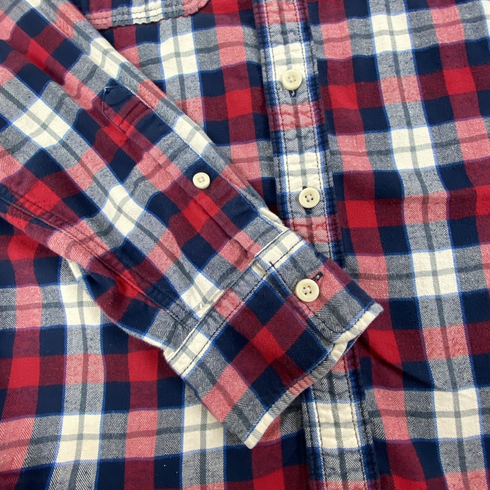 Abercrombie & Fitch A&F Mens XXL Flannel Plaid Muscle Fit Long Sleeve Moose Red - Picture 2 of 13